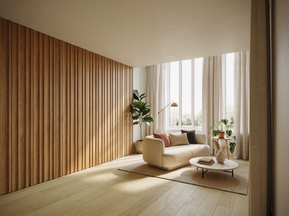 nowoczesne wnętrze z lamelami