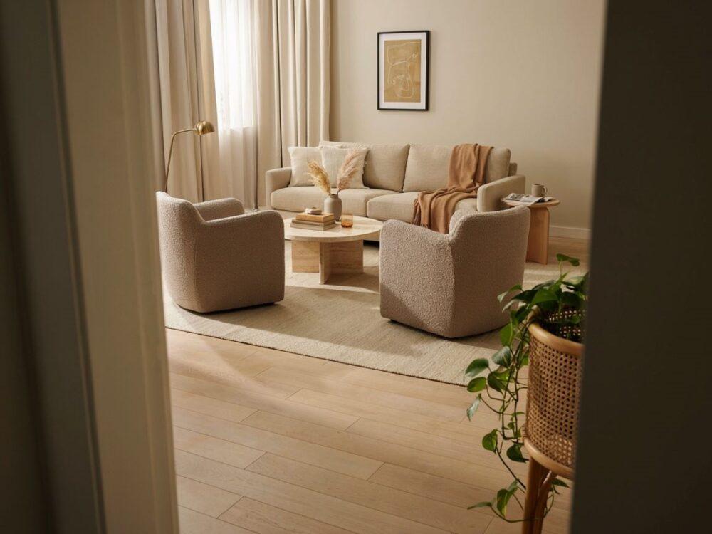 nowoczesny salon beżowy