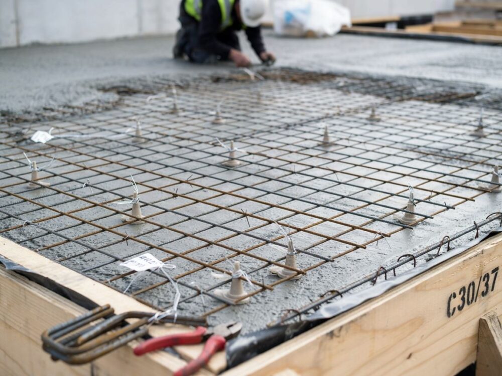 przekrój stalowych prętów w stropie